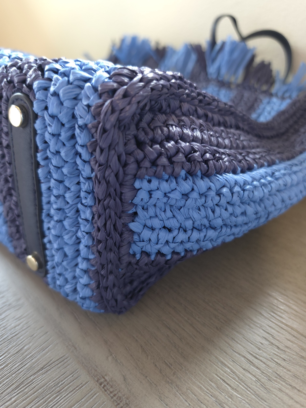 Kate Spade blue striped crochet fringe tote - Picture 3 of 11
